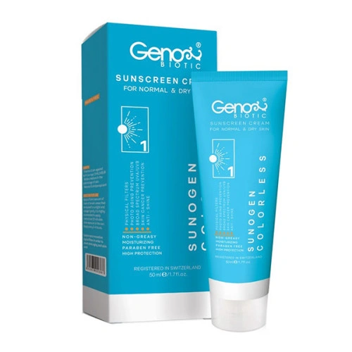 کرم ضد آفتاب پوست خشک SPF50 ژنو بایوتیک بی رنگ 