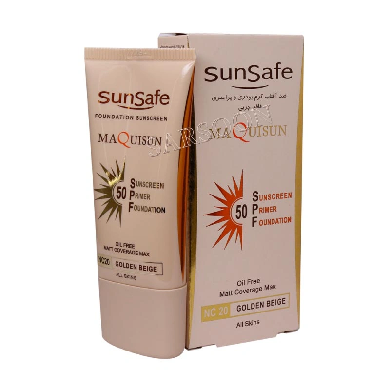 ضد آفتاب کرم پودری SPF50 سان سیف بژ ابریشمی 