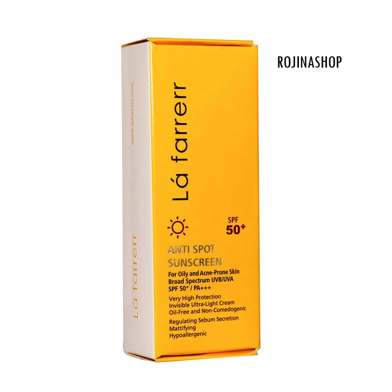 کرم ضد آفتاب و ضدلک بی رنگ پوست های چرب +SPF50 لافارر 